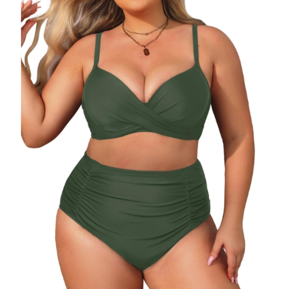 Plus Size Olive Green Bikini Top